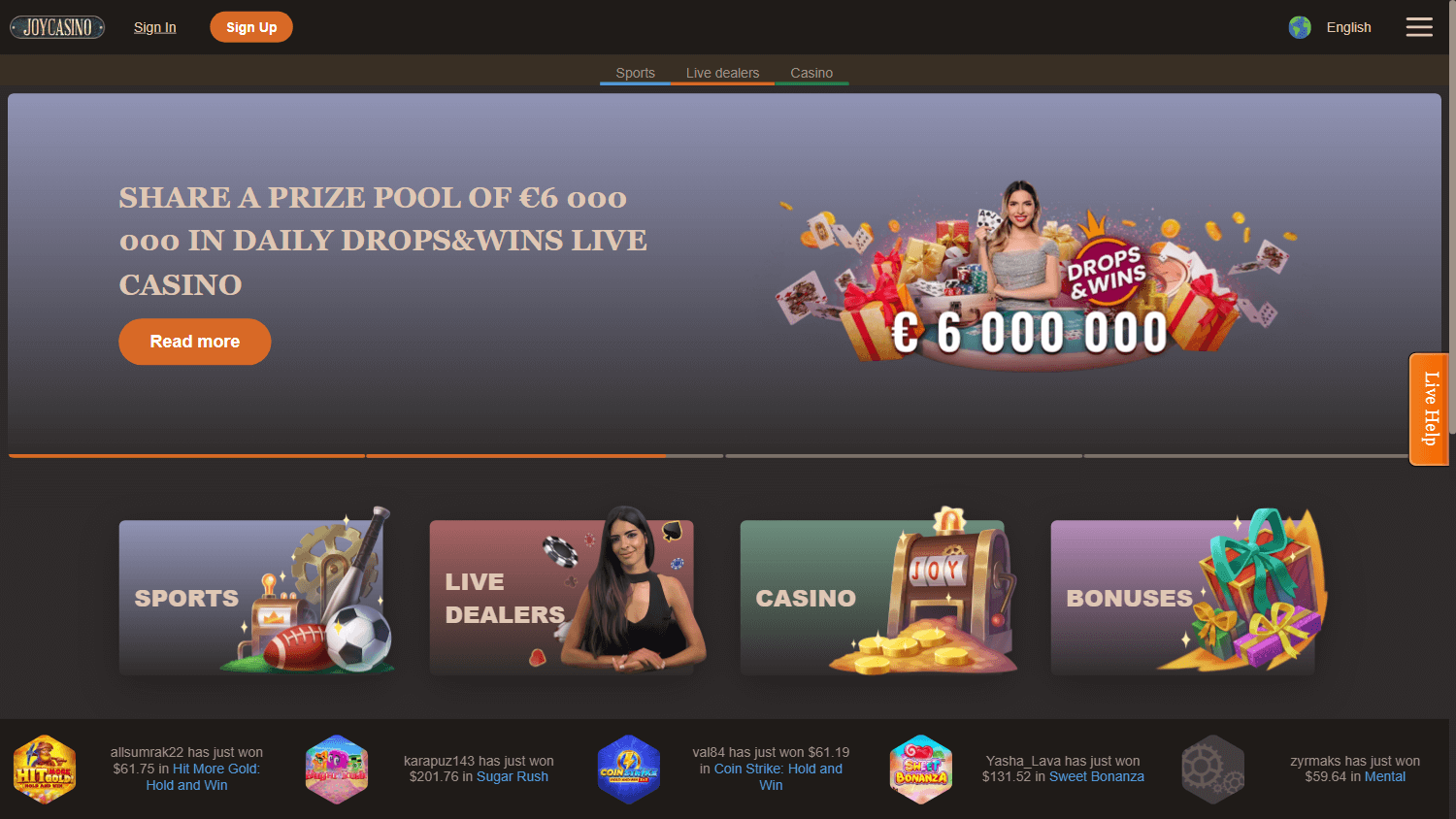 Рабочее зеркало Joycasino